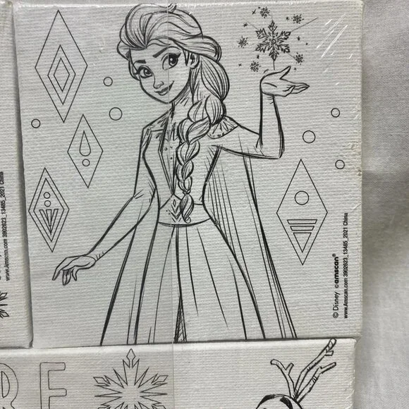 3 Disney's FROZEN Color Your Own Canvases + 1 Paint Brush and 6 Paints!