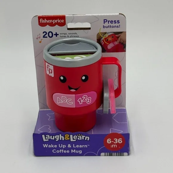 Fisher Price Laugh & Learn Wake Up & Learn Coffee Mug Red New