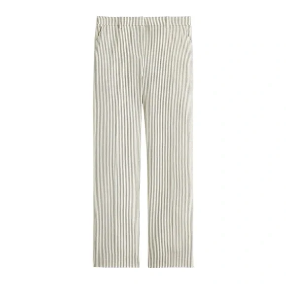 J. Crew Collection Cream Striped Women’s 18 Italian Seersucker Fabric Pants
