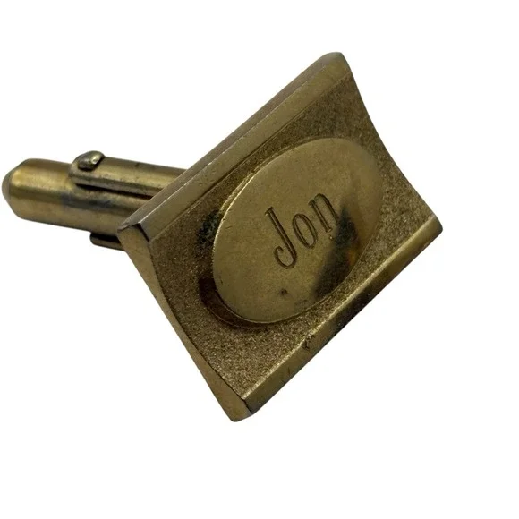 Jon Cuff Links Anson Monogram‎ Personalized Engraved Name Letter VTG Gold Tone
