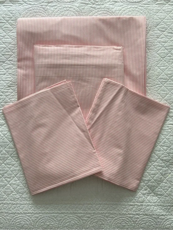 Tessitura Toscana Telerie King Set Sheets And Pillowcases Stripe Pink White NEW