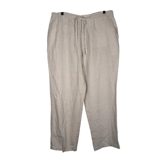 Tasso Elba‎ Linen Pants Beige Drawstring Waist Casual XL Mens Beach Vacation