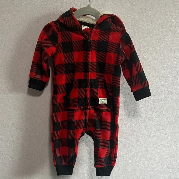 Carter's Red and Black Plaid Footie
