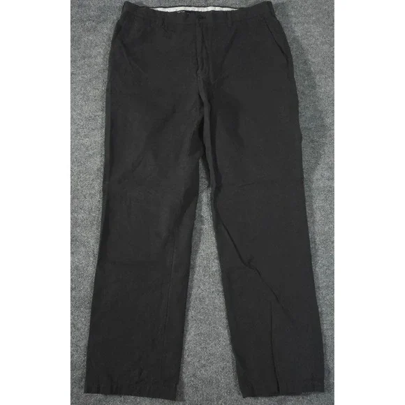 Nat Nast Pants Mens 38 Black Flat Front Silk Cotton Blend Luxury Originals Dress