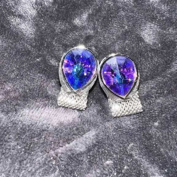 Vintage Volcano Faceted Crystal Mesh Men’s Cufflinks