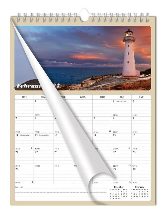 2027 Wall Calendar Spiral-bound Twin - 12 Months Planner 8.5