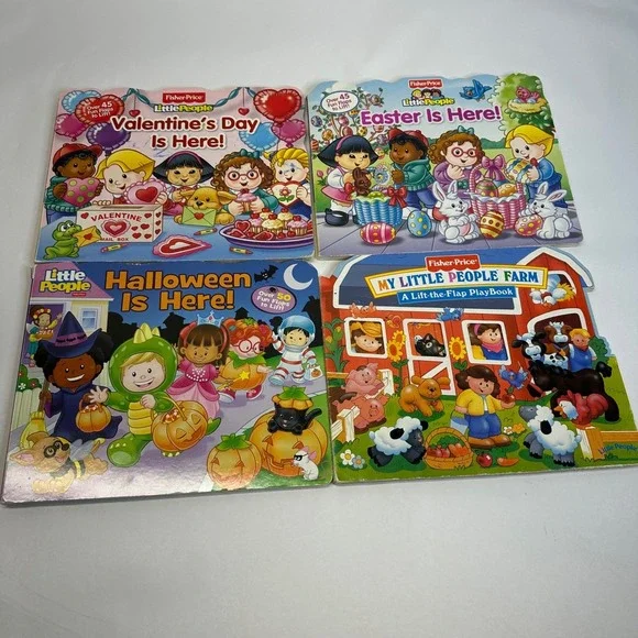 Fisher-Price Little People Lift-the-Flap Board Books Set of 4 Halloween Easter