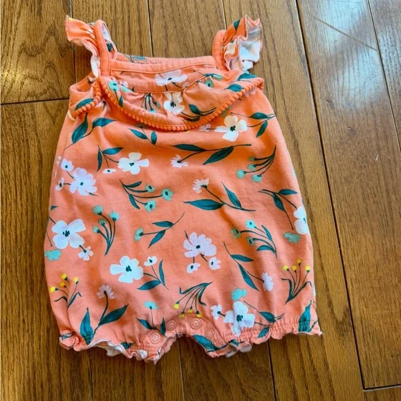 CARTERS- Floral Orange Baby Romper (3M)