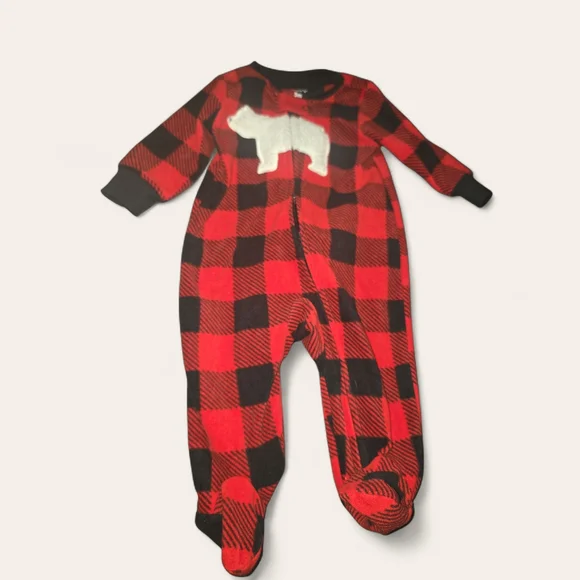 Carter's Red and Black Checkered Footie