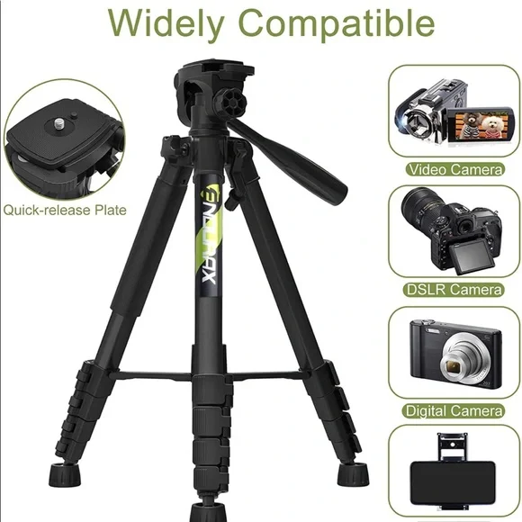 Video Camera Tripod Stand Compatible with Nikon Canon, DSLR Cameras