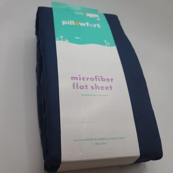 New Pillowfort Navy Twin Microfiber Flat Sheet