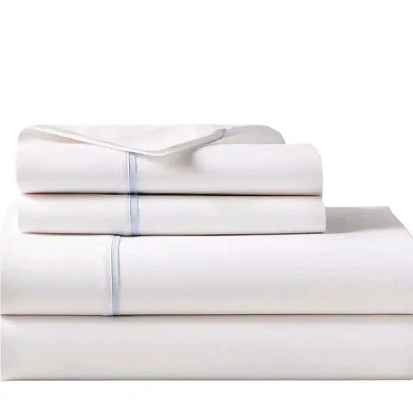NWT Ralph Lauren Queen Flat Sheet Organic Cotton Palmer Polo Sky Blue