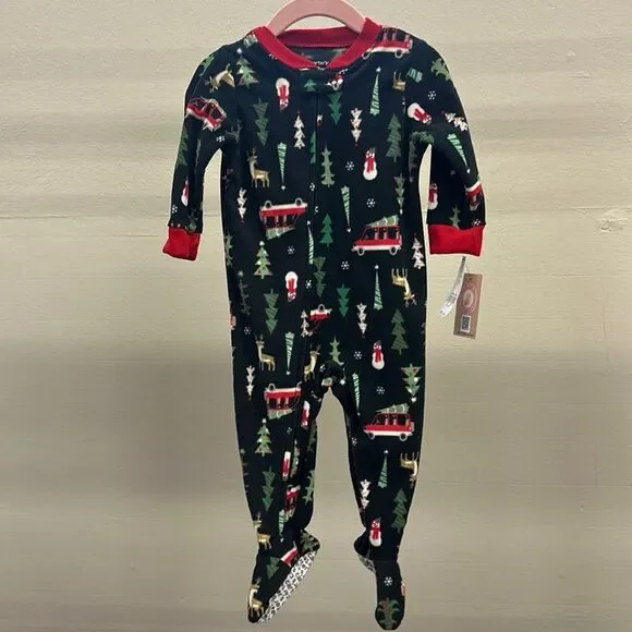 Carters Fleece Holiday Sleeper Pjs 12m‎ NWT