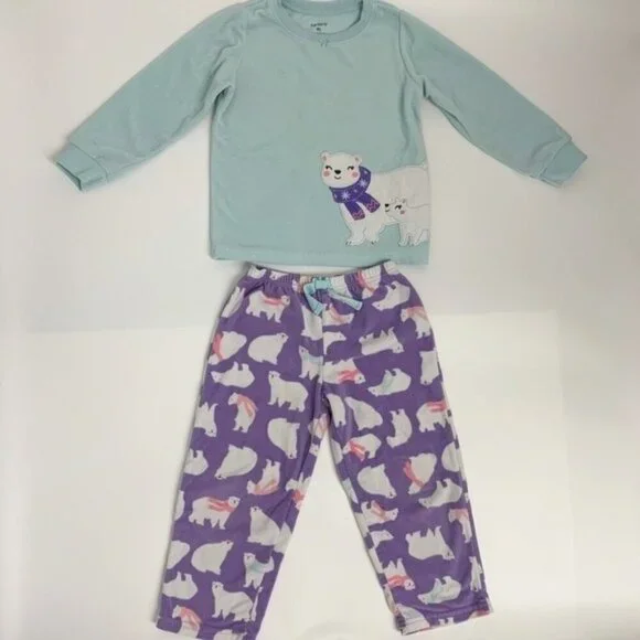 Carter's fleece polar bear pajamas 4T