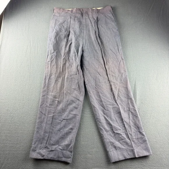 True Vintage Drop Loop Pants Men's 32x26 Blue Trousers 50s Rockabilly Pleated
