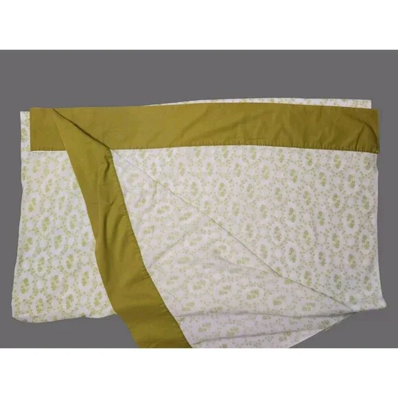 Vtg 70s Cannon Royal Family Flat Sheet Full Size Avocado Green Groovy Abstract