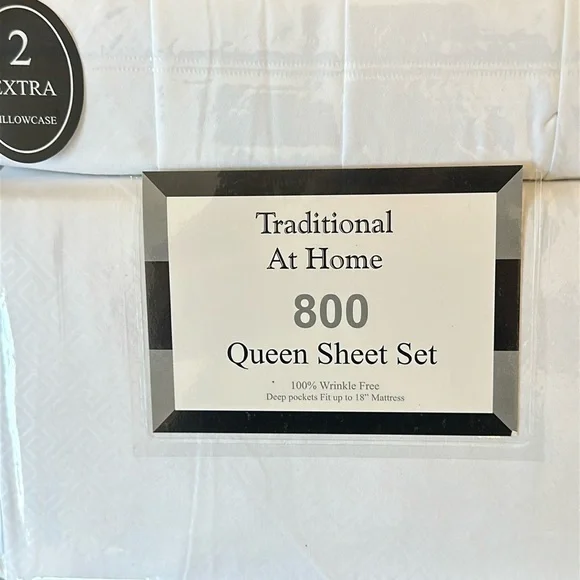 Traditional at Home 6pc Queen Sheet Set White as Snow Embossed Maze key
