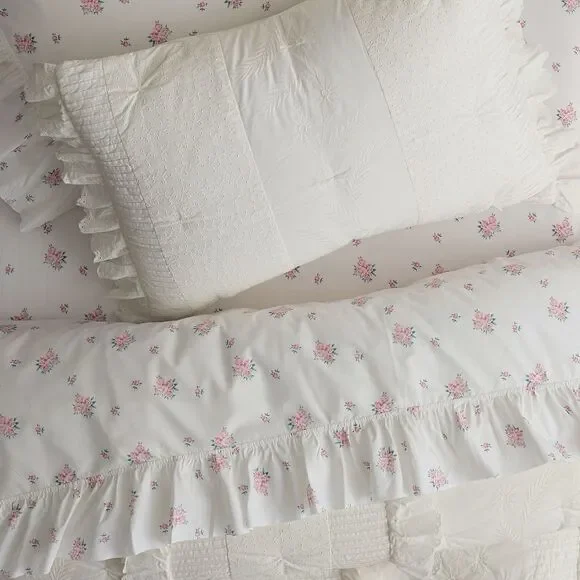 Pottery Barn Teen X Love Shack Fancy Antoinette Ruffle Floral Flat Sheet XL Twin