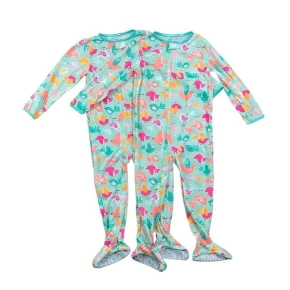 Carters girls bird print footed pajamas