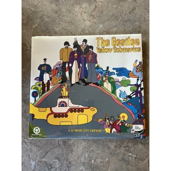 Vintage The Beatles 2010 YELLOW SUBMARINE 16 MONTH Calendar Sealed