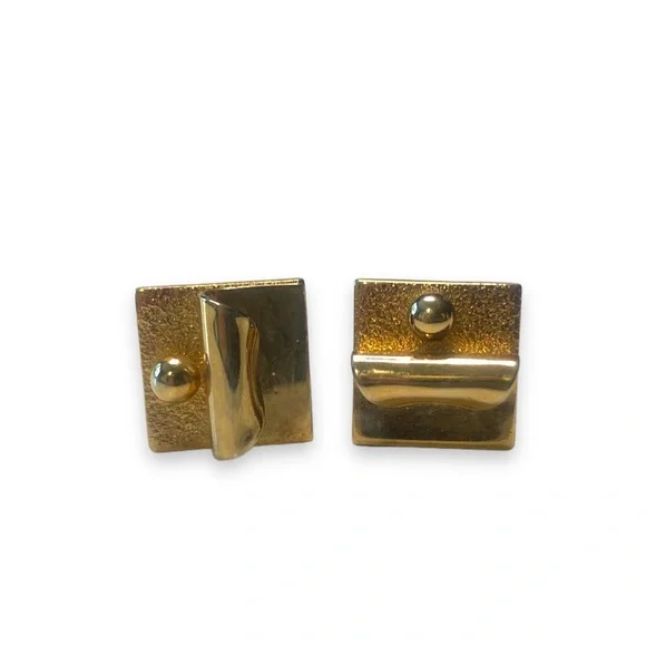 Vintage Mid Century Gold Tone Geometric MCM Pioneer Cufflinks Retro