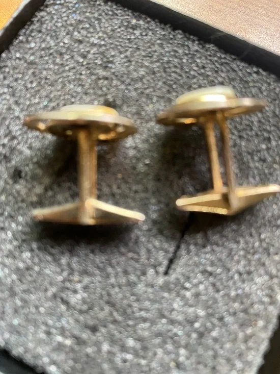 Vintage Gold and White Mother-of-Pearl Love Knot Cuff Links