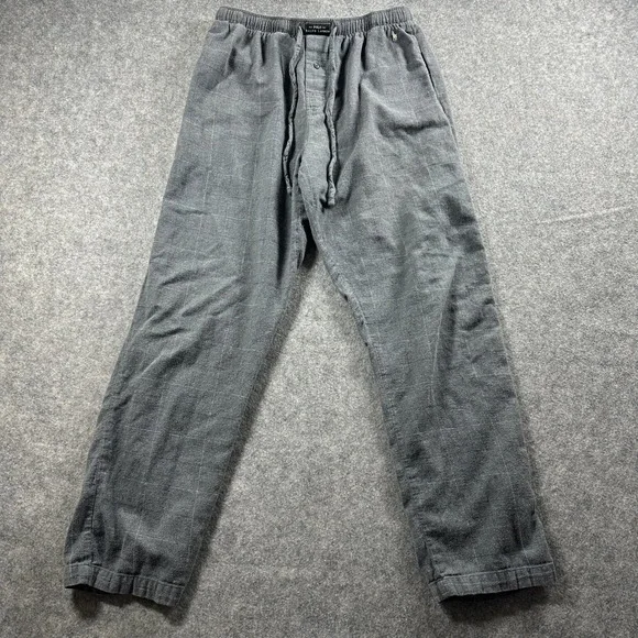 Polo Ralph Lauren Pajama Pants Mens M Gray Windowpane Plaid Cotton Sleepwear