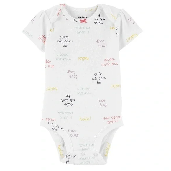 🌸NWT. CARTER’S White Baby Onesie with Colorful Text