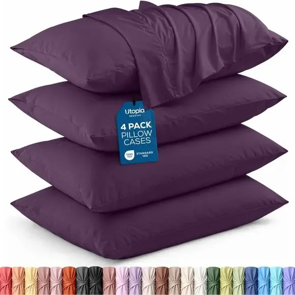 New Utopia Purple King 4 Pack Pillowcases Brushed Microfiber 20