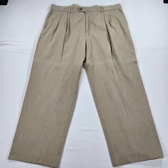 Tommy Bahama Silk‎ Blend Tan Lightweight Pleated Pants Men's Size 38