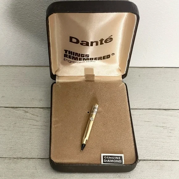 DANTÉ x THINGS REMEMBERED Vintage Two Tone Genuine Diamond Pencil Tie Tack