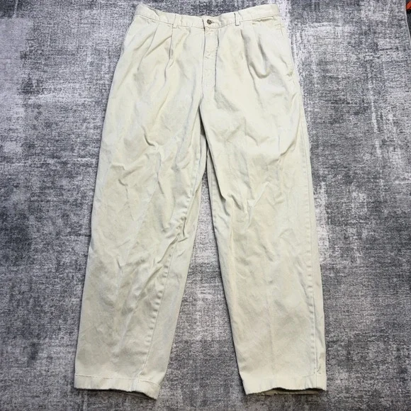VTG GAP Pants Mens 35x30 (32x29) Beige Khakis Pleated Cuffed Twill Old Money 90s