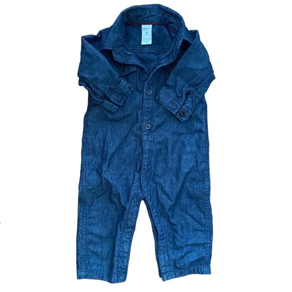 Carters Jumpsuit Denim Coverall Button Front