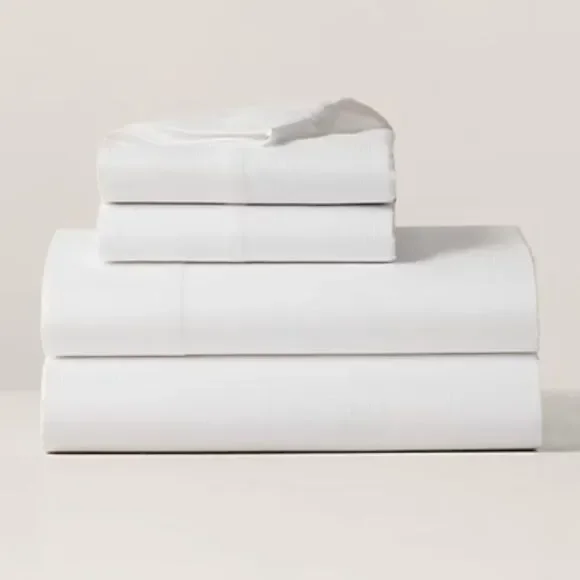 NWT Ralph Lauren King Fitted Sheet Lovan Studio White Organic Cotton