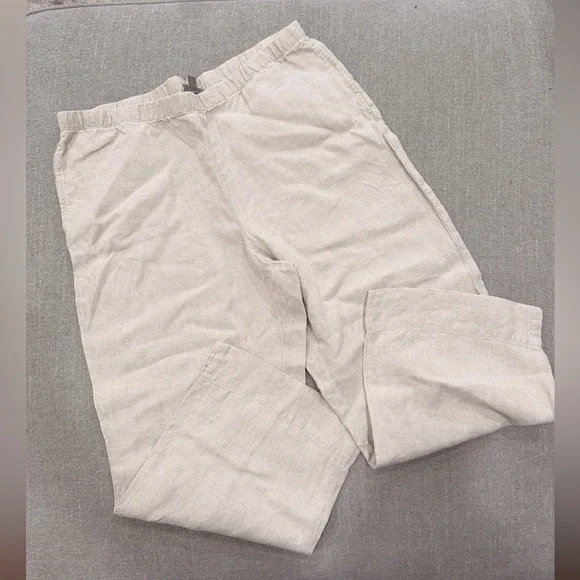 J. Jill 100% Linen Pull-On Pants | Neutral Oatmeal Beige | Size M