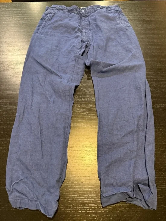 Men's Navy Linen Pants