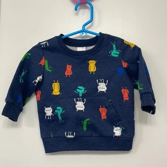 CARTER’S BLUE MONSTER SWEATSHIRT size 6 months