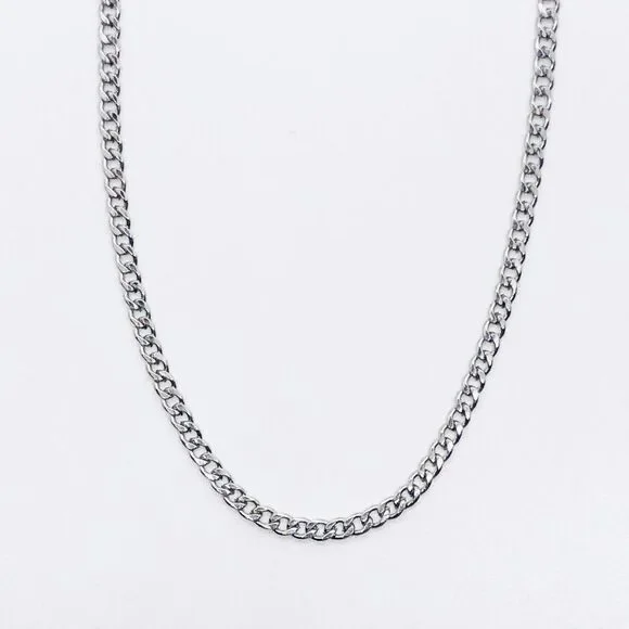 Silver Cuban Link Mask Chain Necklace (Unisex)