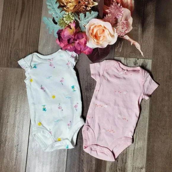 Carter's Baby Girl NB Newborn Bodysuit Top Bundle