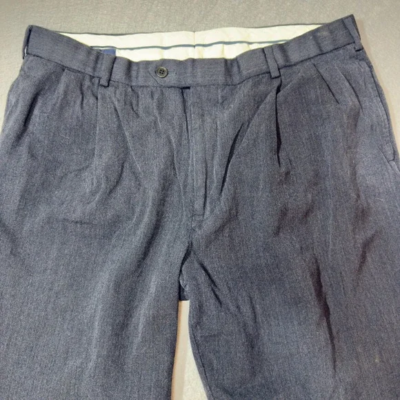 Brooks Brothers Dress Pants Men 38x32 Gray Good 1818 Madison Pleated Wool Cuffed