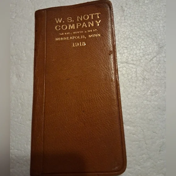 W.S. Nott Company antique pocket calendar planner book 1915 Minnesota Rare Find