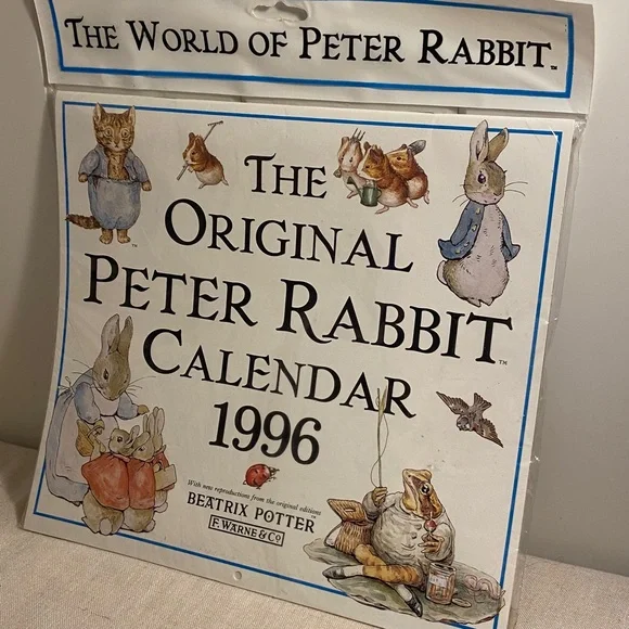 Vintage Original Peter Rabbit Calendar 1996 Beatrix Potter 40 character stickers