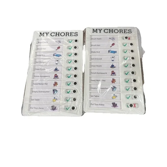 Daily Checklist Sliding Routine Chore Tracker‎ Chart for Kids Lot 2
