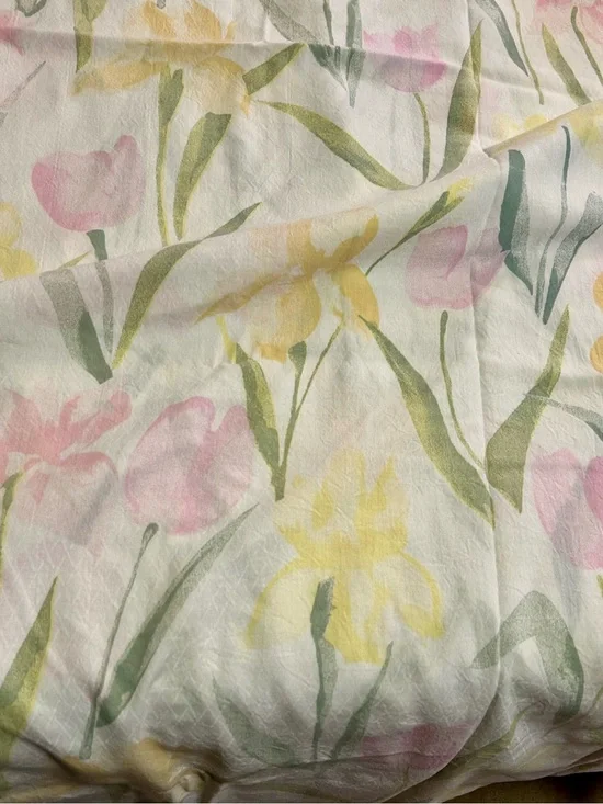 Vintage Floral Watercolor Tulip & Iris Twin Sheet Set