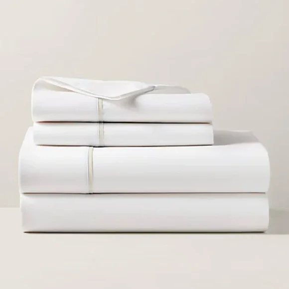 Ralph Lauren Home Organic Cotton Percale Palmer King Flat Sheet Sand Dune NEW