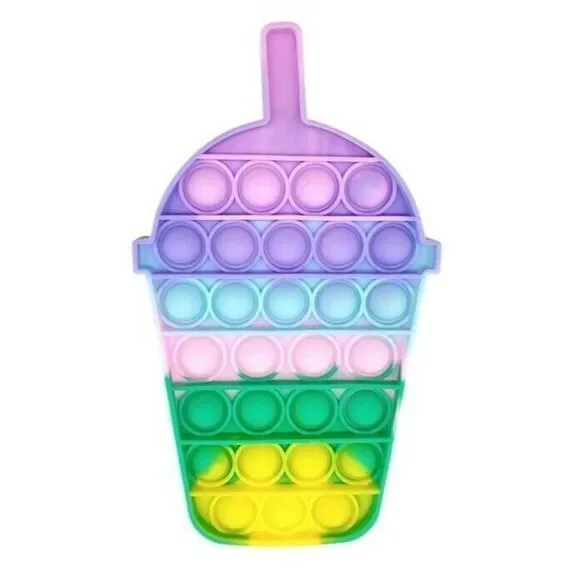 Fidget Toy Milkshake Drink Cup Push Pop Bubble Pastel Rainbow Silicone Sensory