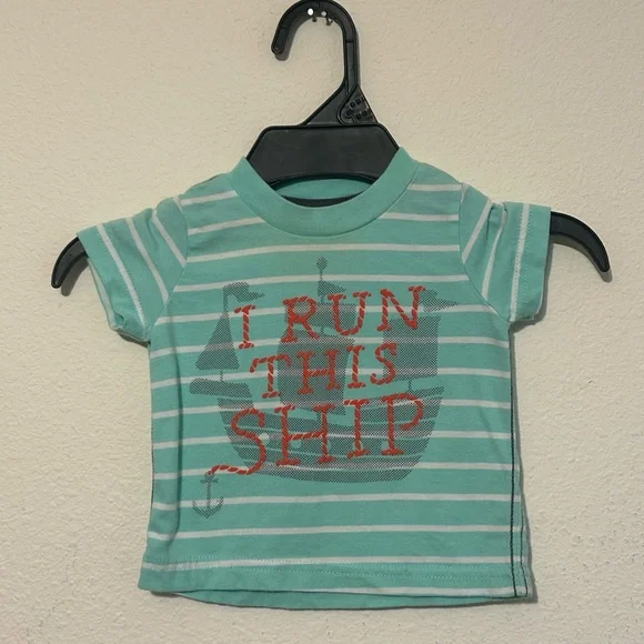 Carter's Mint Green Striped Tee with Nautical Print