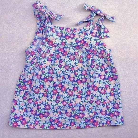 🟢 Carters Floral Bow Tank Top Baby 12 month