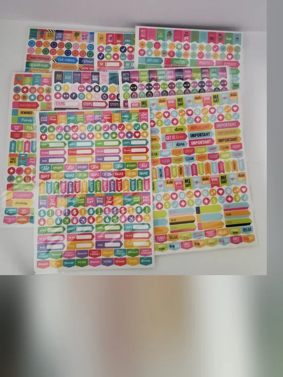 Colorful Planner Sticker Sheets - Bright Multicolor 9 Packs 300 Each Sticker