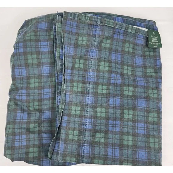 VTG Lauren‎ Ralph Lauren Blackwatch Plaid Cotton Twin Sheets Set Fitted & Top